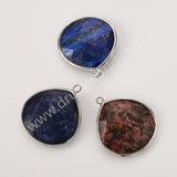 Silver Plated Multi Natural Stones Teardrop Charms Pendant, DIY Jewelry Making WX2272