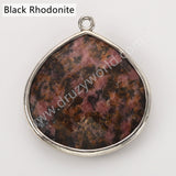 Silver Plated Multi Natural Stones Teardrop Charms Pendant, DIY Jewelry Making WX2272