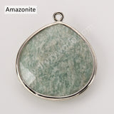 Silver Plated Multi Natural Stones Teardrop Charms Pendant, DIY Jewelry Making WX2272