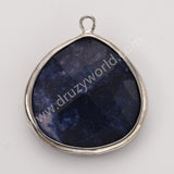 Silver Plated Multi Natural Stones Teardrop Charms Pendant, DIY Jewelry Making WX2272