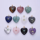 CZ Heart Natural Stone Gold Plated Pendant WX2274