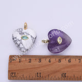 CZ Heart Natural Stone Gold Plated Pendant WX2274