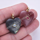 CZ Heart Natural Stone Gold Plated Pendant WX2274