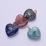 CZ Heart Natural Stone Gold Plated Pendant WX2274
