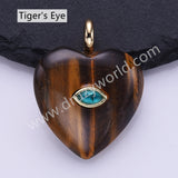CZ Heart Natural Stone Gold Plated Pendant WX2274