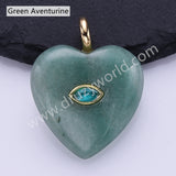 CZ Heart Natural Stone Gold Plated Pendant WX2274