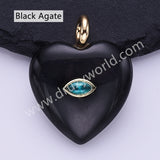 CZ Heart Natural Stone Gold Plated Pendant WX2274