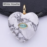 CZ Heart Natural Stone Gold Plated Pendant WX2274