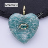 CZ Heart Natural Stone Gold Plated Pendant WX2274