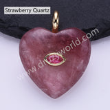 CZ Heart Natural Stone Gold Plated Pendant WX2274