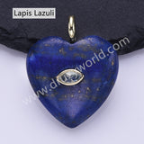 CZ Heart Natural Stone Gold Plated Pendant WX2274