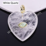 CZ Heart Natural Stone Gold Plated Pendant WX2274