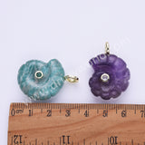 Snail Shell Shaped Natural Gemstone Gold Plated Pendant WX2275