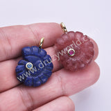 Snail Shell Shaped Natural Gemstone Gold Plated Pendant WX2275