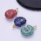 Snail Shell Shaped Natural Gemstone Gold Plated Pendant WX2275