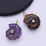 Snail Shell Shaped Natural Gemstone Gold Plated Pendant WX2275
