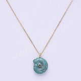 Snail Shell Shaped Natural Gemstone Gold Plated Pendant WX2275