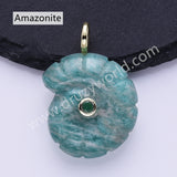 Snail Shell Shaped Natural Gemstone Gold Plated Pendant WX2275