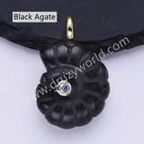 Snail Shell Shaped Natural Gemstone Gold Plated Pendant WX2275