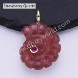 Snail Shell Shaped Natural Gemstone Gold Plated Pendant WX2275