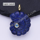 Snail Shell Shaped Natural Gemstone Gold Plated Pendant WX2275