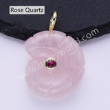 Snail Shell Shaped Natural Gemstone Gold Plated Pendant WX2275
