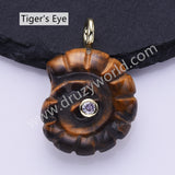 Snail Shell Shaped Natural Gemstone Gold Plated Pendant WX2275