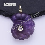 Snail Shell Shaped Natural Gemstone Gold Plated Pendant WX2275