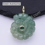 Snail Shell Shaped Natural Gemstone Gold Plated Pendant WX2275