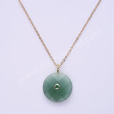 Faceted Circle Round Natural Gemstone CZ Gold Plated Pendant WX2276