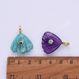 Scallop Shell Natural Stone CZ Gold Plated Pendant WX2277