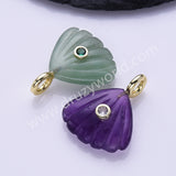 Scallop Shell Natural Stone CZ Gold Plated Pendant WX2277