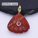 Scallop Shell Natural Stone CZ Gold Plated Pendant WX2277