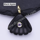 Scallop Shell Natural Stone CZ Gold Plated Pendant WX2277