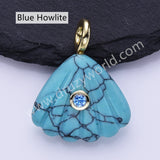 Scallop Shell Natural Stone CZ Gold Plated Pendant WX2277