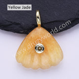 Scallop Shell Natural Stone CZ Gold Plated Pendant WX2277