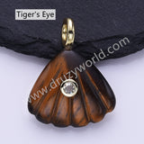 Scallop Shell Natural Stone CZ Gold Plated Pendant WX2277