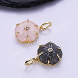 CZ Flower Natural Stone Gold Plated Pendant WX2279