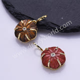 CZ Flower Natural Stone Gold Plated Pendant WX2279