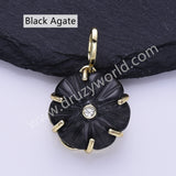 CZ Flower Natural Stone Gold Plated Pendant WX2279