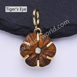 CZ Flower Natural Stone Gold Plated Pendant WX2279