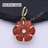 CZ Flower Natural Stone Gold Plated Pendant WX2279