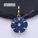 CZ Flower Natural Stone Gold Plated Pendant WX2279