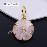 CZ Flower Natural Stone Gold Plated Pendant WX2279