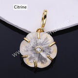 CZ Flower Natural Stone Gold Plated Pendant WX2279