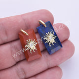Rectangle Natural Stone CZ Star Gold Plated Pendant WX2281