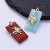 Rectangle Natural Stone CZ Star Gold Plated Pendant WX2281