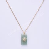 Rectangle Natural Stone CZ Star Gold Plated Pendant WX2281