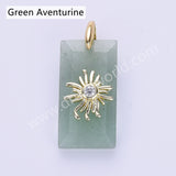Rectangle Natural Stone CZ Star Gold Plated Pendant WX2281