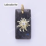 Rectangle Natural Stone CZ Star Gold Plated Pendant WX2281